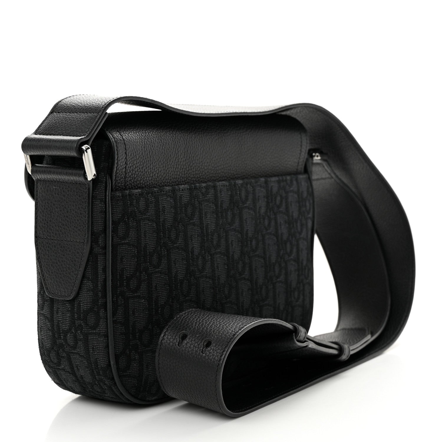 Christian Dior Grained Calfskin Oblique Mini Saddle Messenger Black 3 of 11