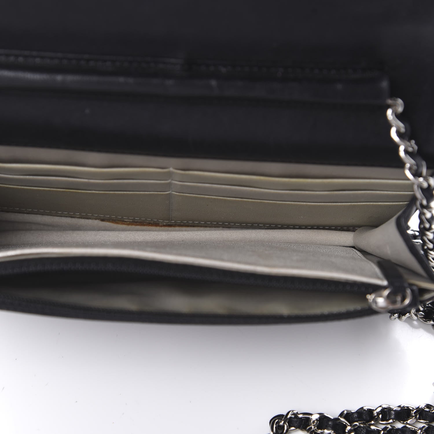 Chanel Lambskin Camellia Embossed Wallet on Chain WOC Black 5 of 10