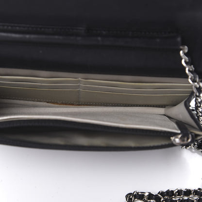 Chanel Lambskin Camellia Embossed Wallet on Chain WOC Black 5 of 10