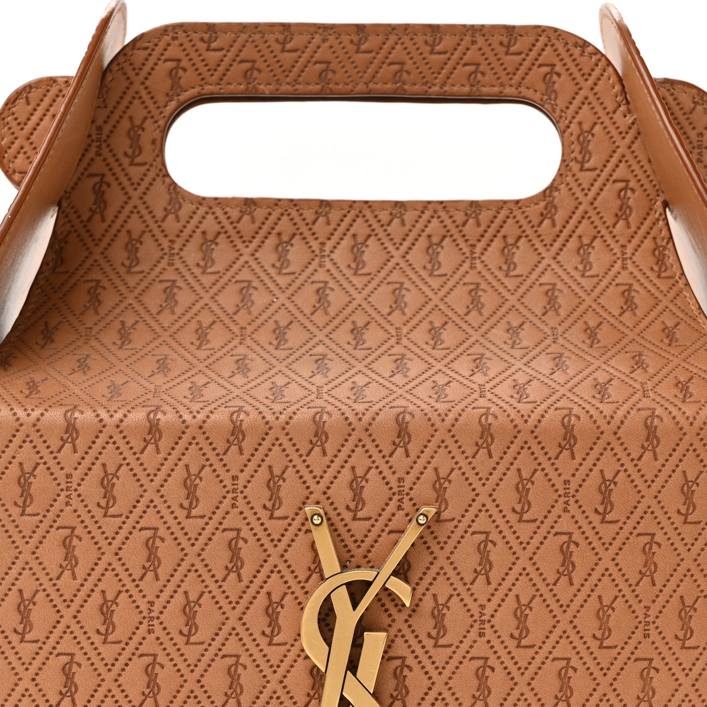 Calfskin Monogram Take Away Box Dusty Vintage Brown Gold