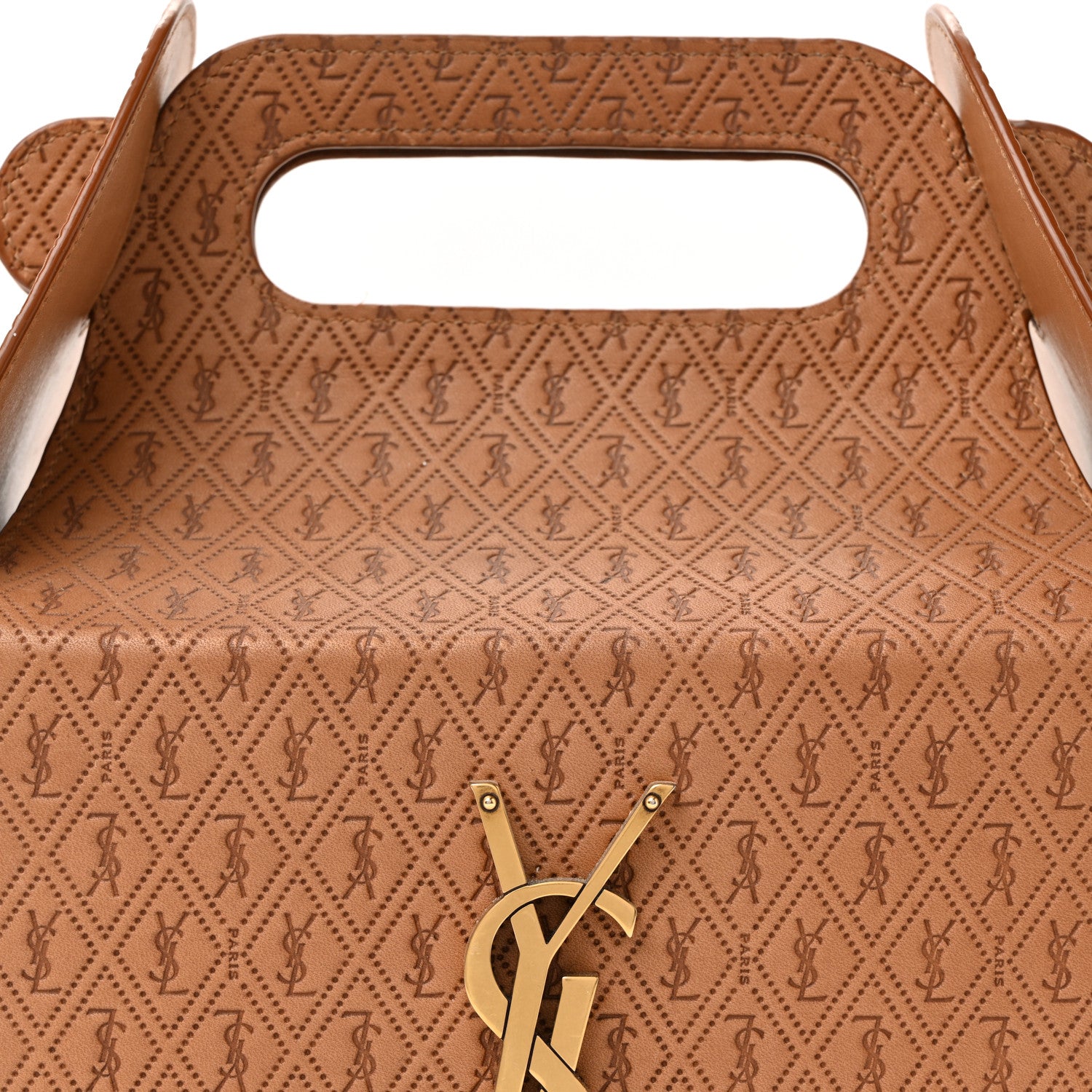 Saint Laurent Calfskin Monogram Take Away Box Dusty Vintage Brown Gold 8 of 12