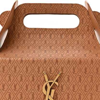 Saint Laurent Calfskin Monogram Take Away Box Dusty Vintage Brown Gold 8 of 12