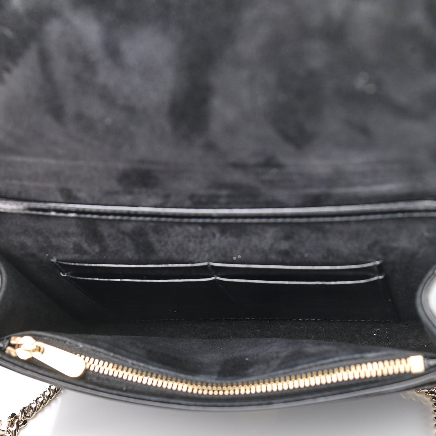 Crinkled Calfskin Diorama Wallet on Chain Pouch Black