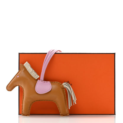 Hermes Milo Lambskin Grigri Rodeo Horse Bag Charm MM Sesame Mauve Sylvestre Craie 6 of 6
