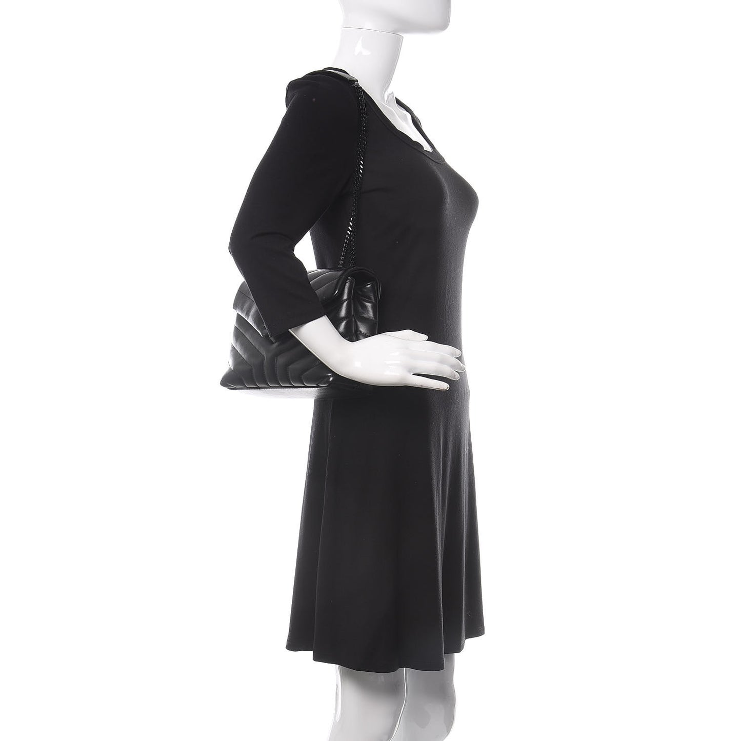 Calfskin Y Quilted Monogram Small Loulou Chain Satchel Black