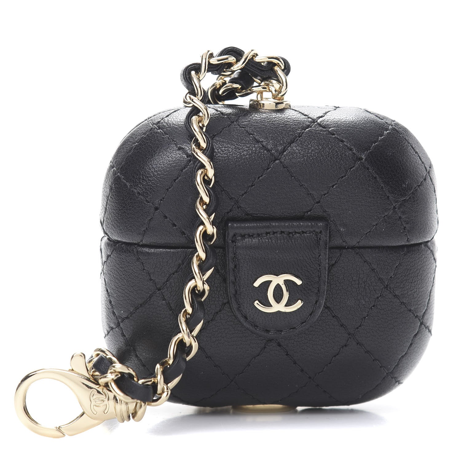 Chanel Lambskin Quilted Airpods Pro Case With Chain Black 1 of 8