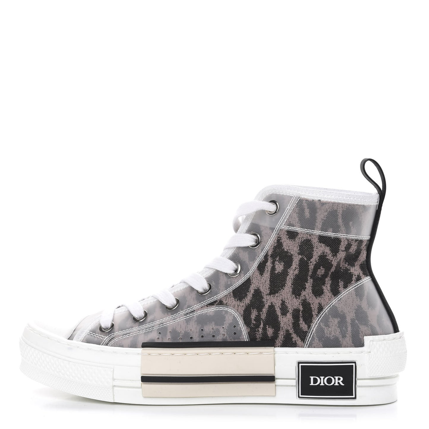 Canvas Leopard Print Womens B23 High Top Sneakers 36 White