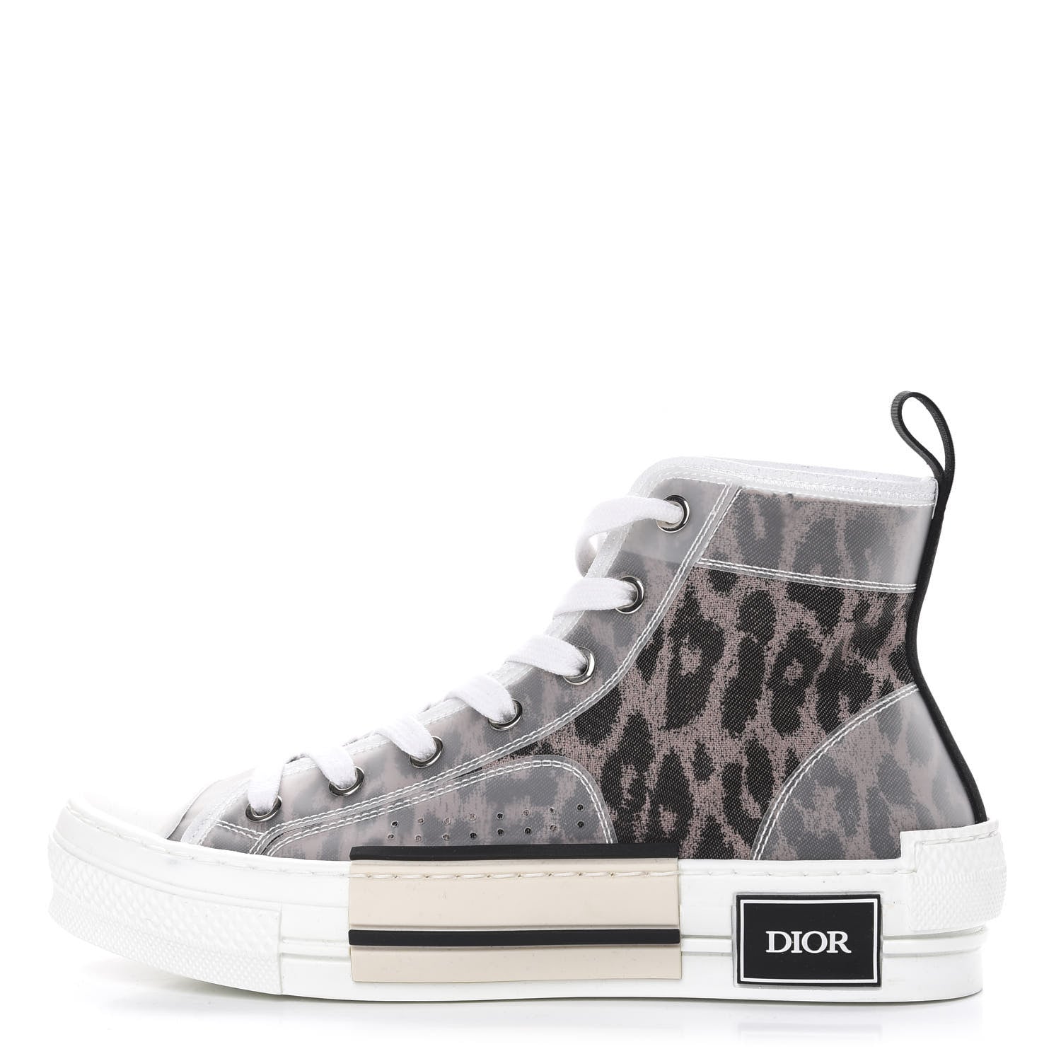 Christian Dior Canvas Leopard Print Womens B23 High Top Sneakers 36 White 1 of 9