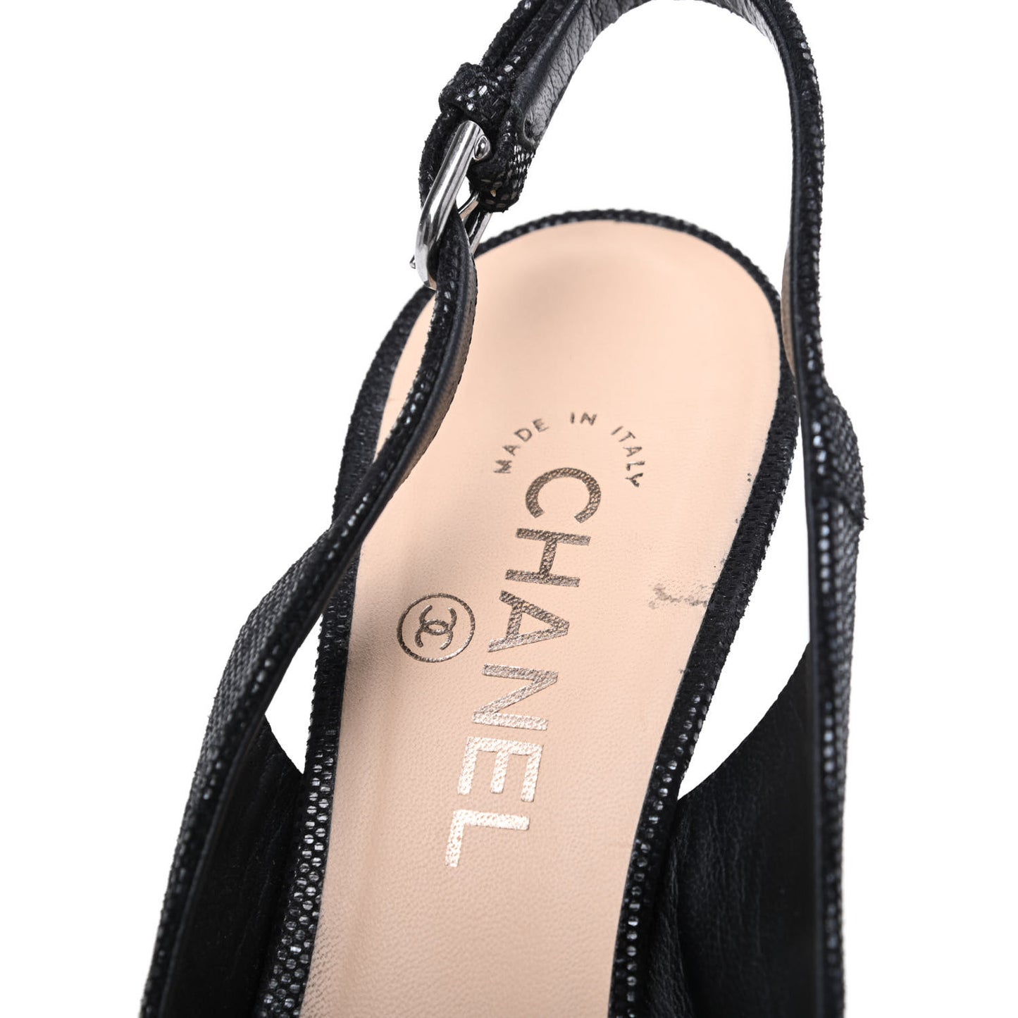 Shimmer Fabric Peep Toe Slingback Pumps 39 Black