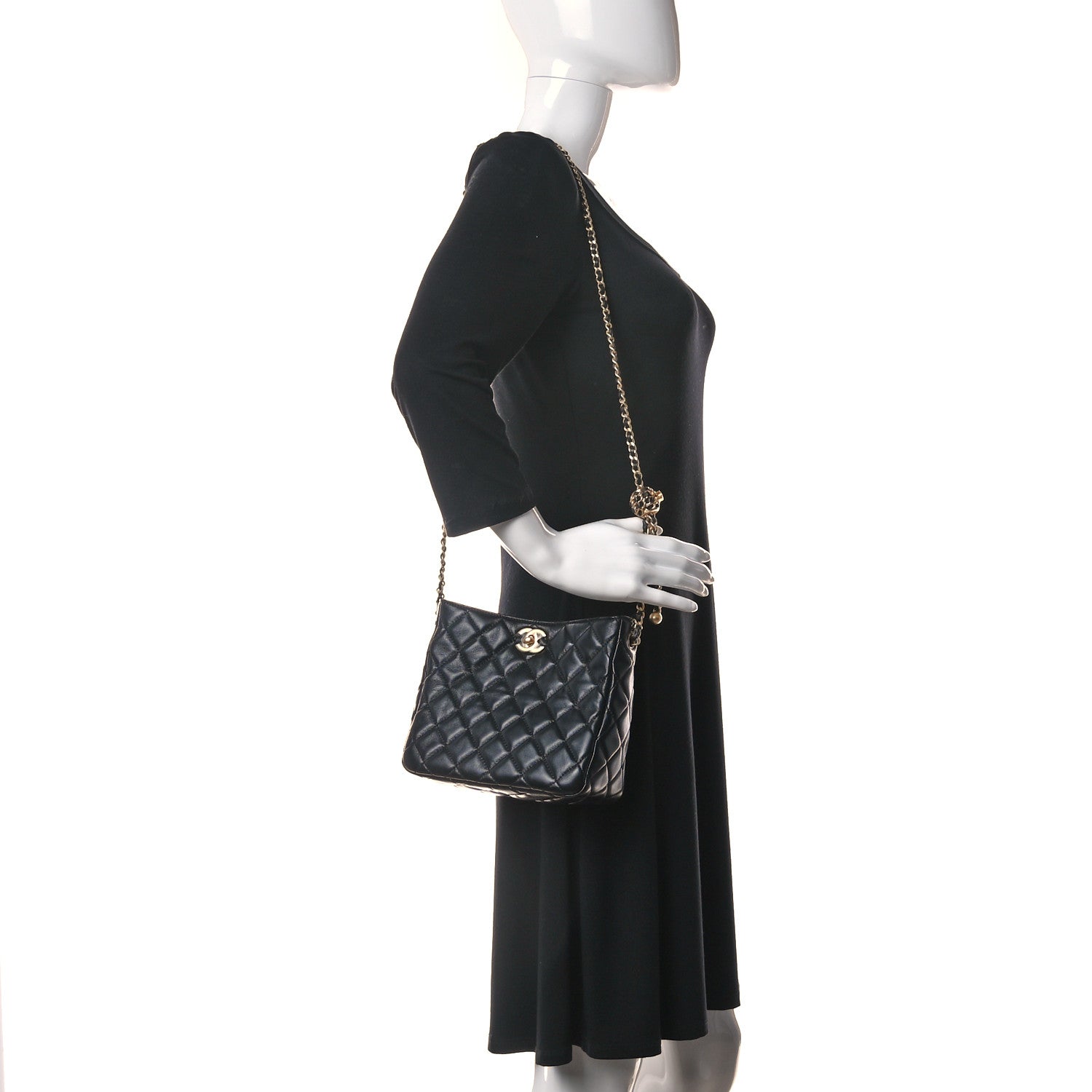 Chanel Lambskin Quilted Small Pearl Crush Hobo Black 2 of 13
