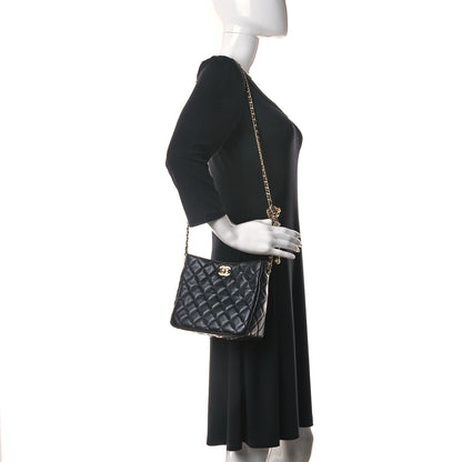 Chanel Lambskin Quilted Small Pearl Crush Hobo Black 2 of 13