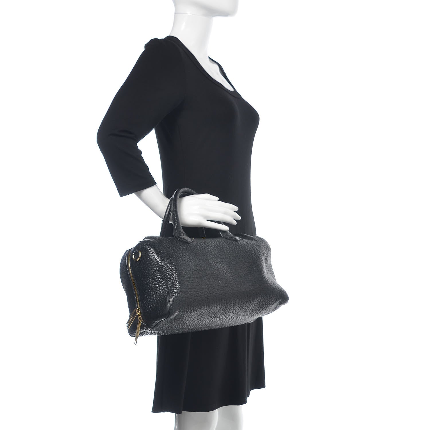 Burberry Heritage Grain Medium Alchester Bowling Bag Black 2 of 14