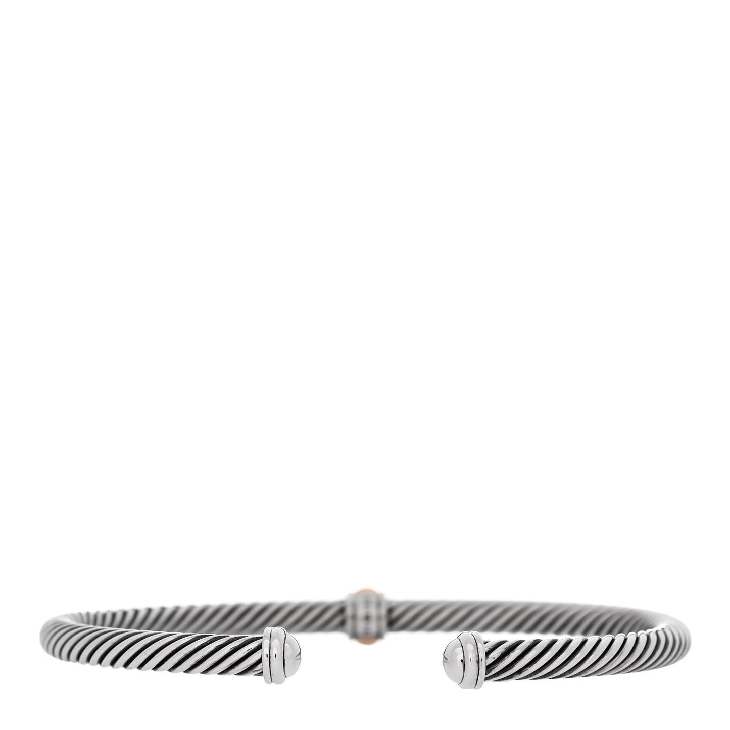Sterling Silver 18K Rose Gold 4mm Station Cable Bracelet