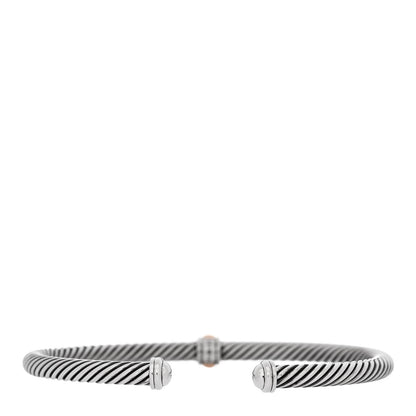 David Yurman Sterling Silver 18K Rose Gold 4mm Station Cable Bracelet 2 of 3