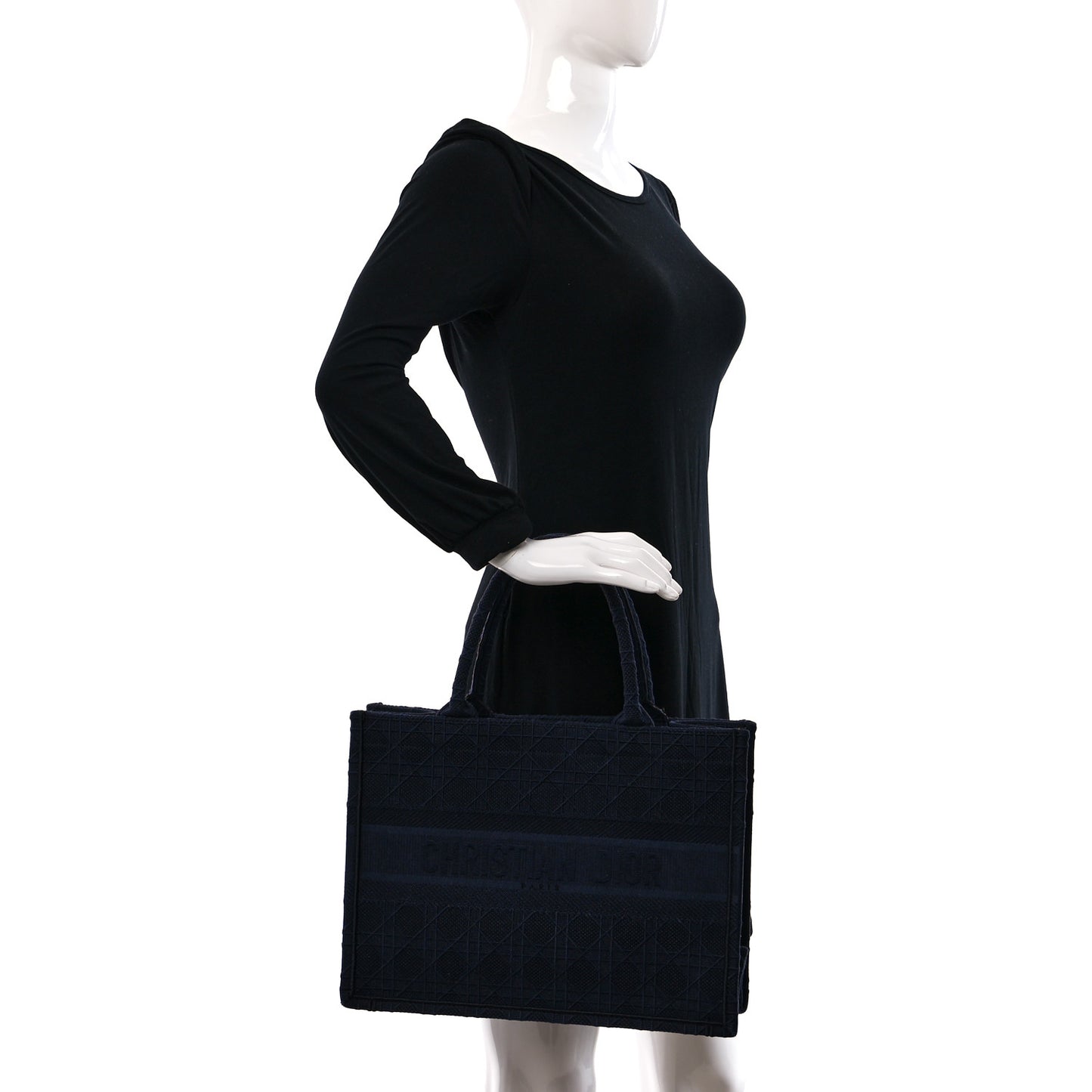 Embroidered Cannage Medium Book Tote Navy