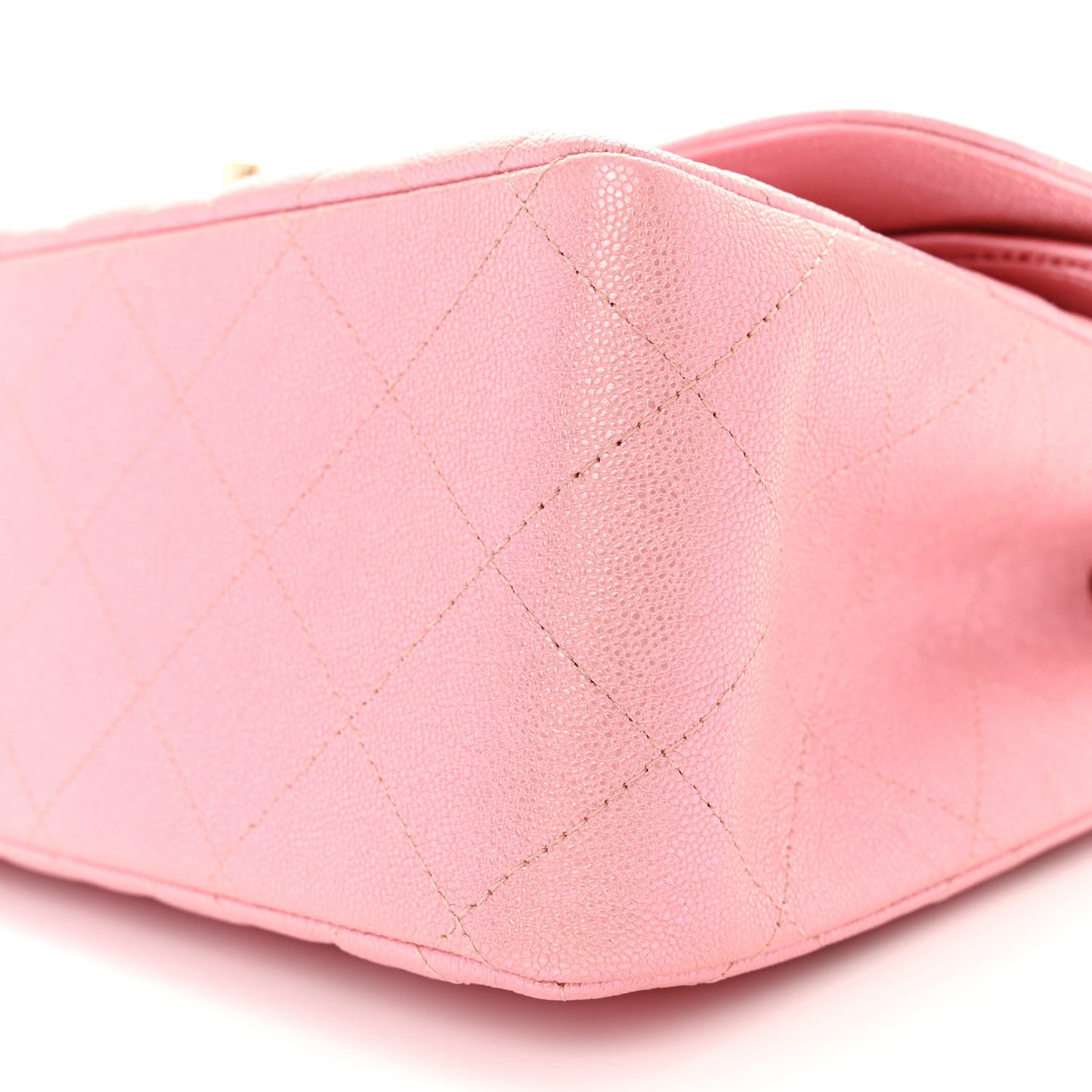Iridescent Caviar Quilted Jumbo Double Flap Rose Pink