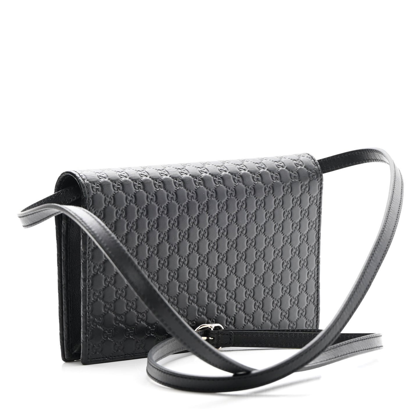 Microguccissima Crossbody Wallet Black