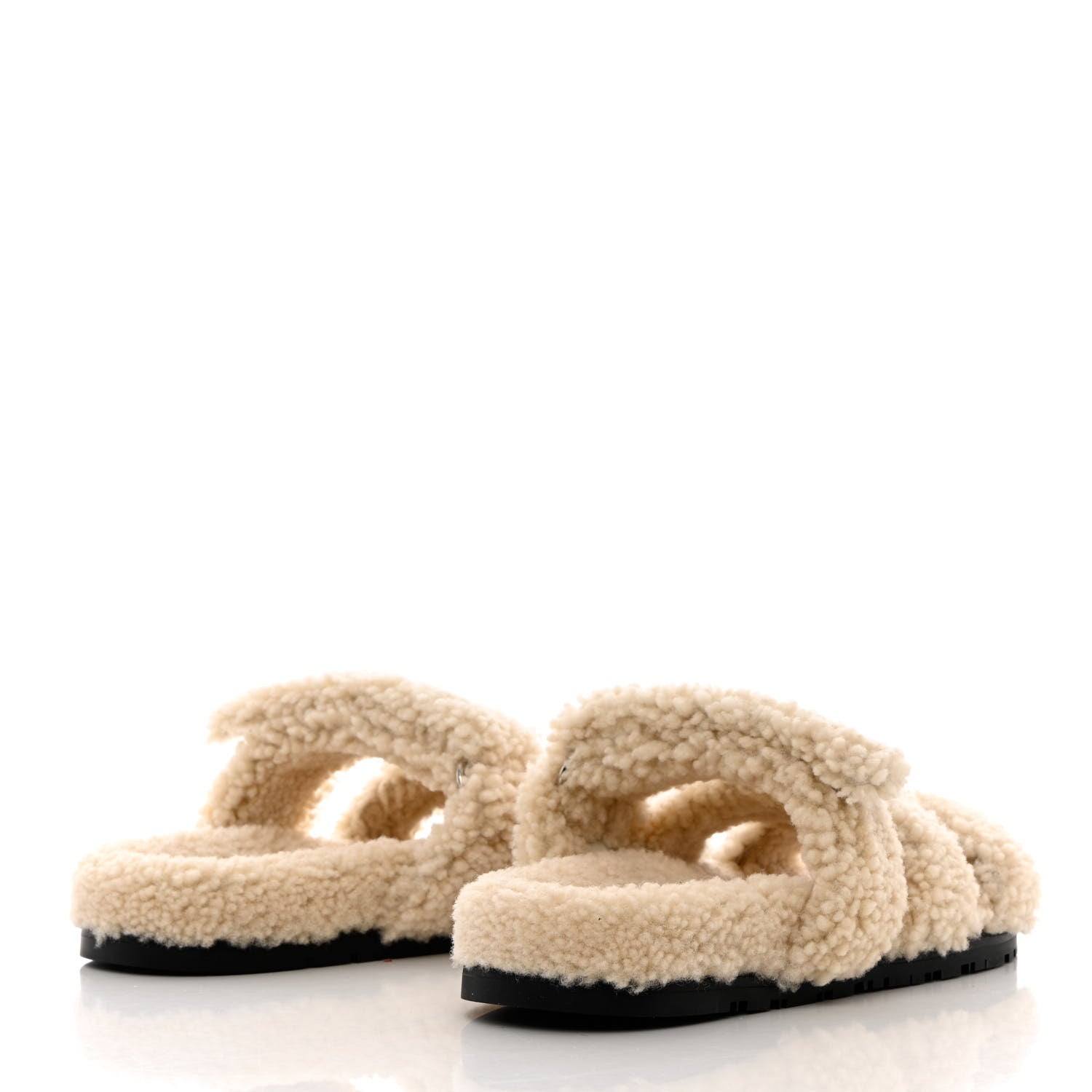 Hermes Woolskin Womens Chypre Sandals 38 Ecru 4 of 8