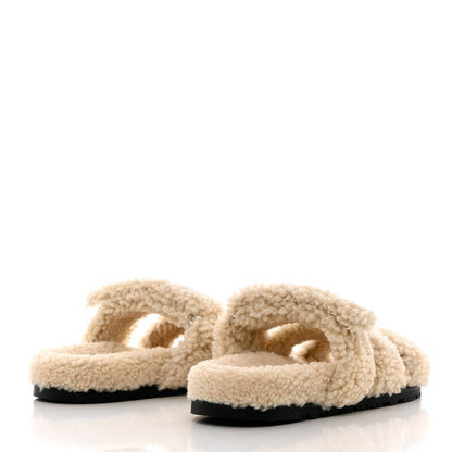 Hermes Woolskin Womens Chypre Sandals 38 Ecru 4 of 8