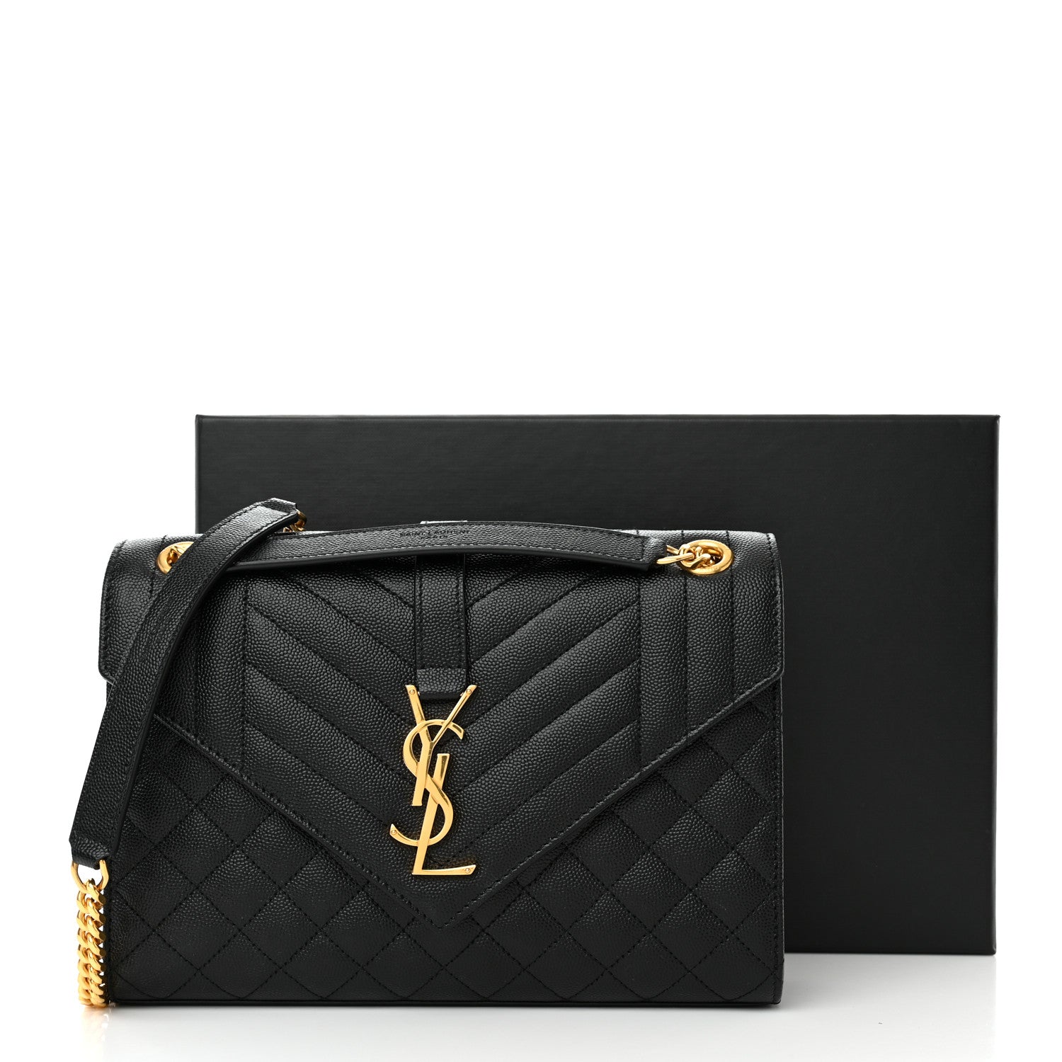 Saint Laurent Grain De Poudre Textured Mixed Matelasse Triquilt Medium Monogram Satchel Black 12 of 12