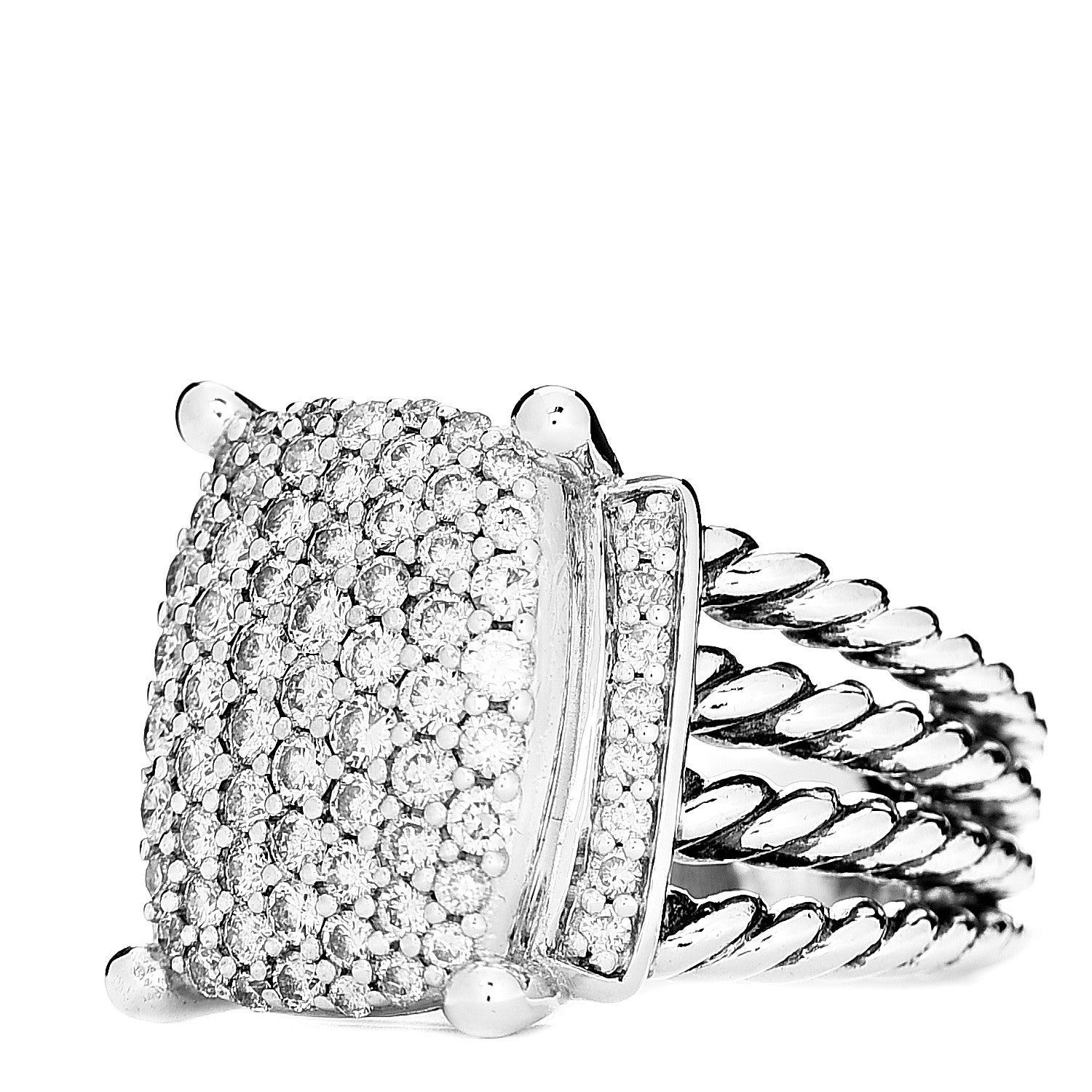 David Yurman Sterling Silver Diamond 16mm Wheaton Ring 54 7 2 of 5