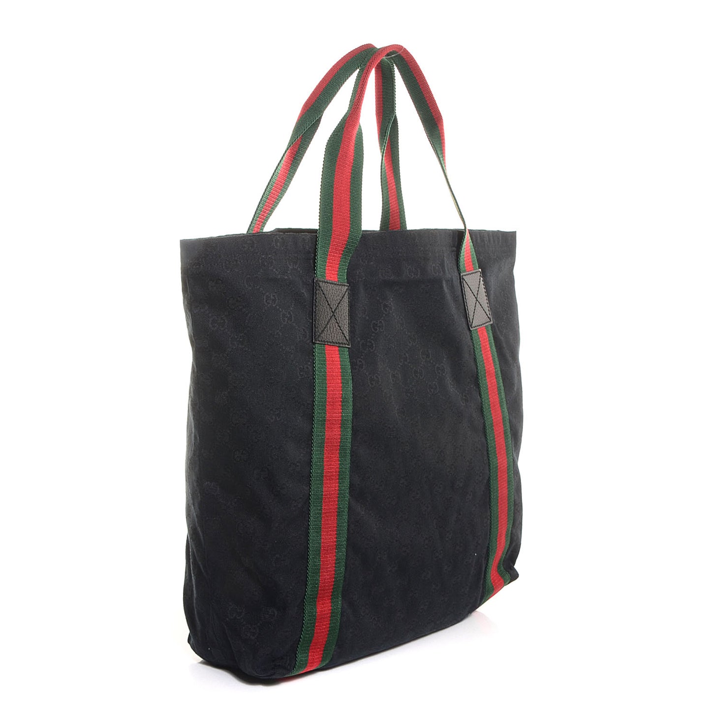 GG Monogram Medium Web Handle Vertical Tote Black