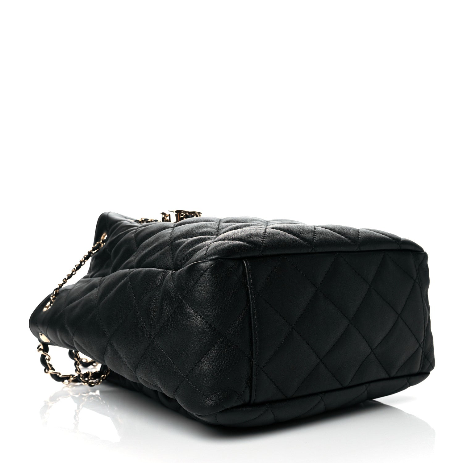 Chanel Goatskin Quilted Chain Drawstring Bag Black 3 of 9