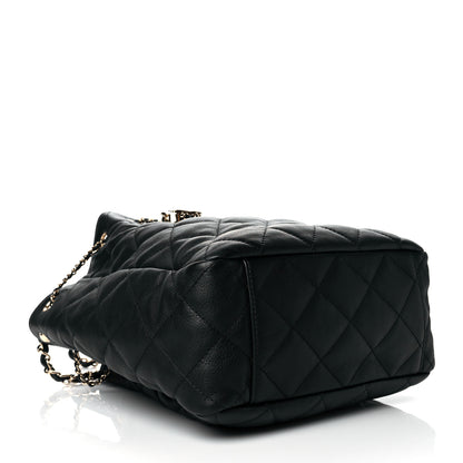 Chanel Goatskin Quilted Chain Drawstring Bag Black 3 of 9