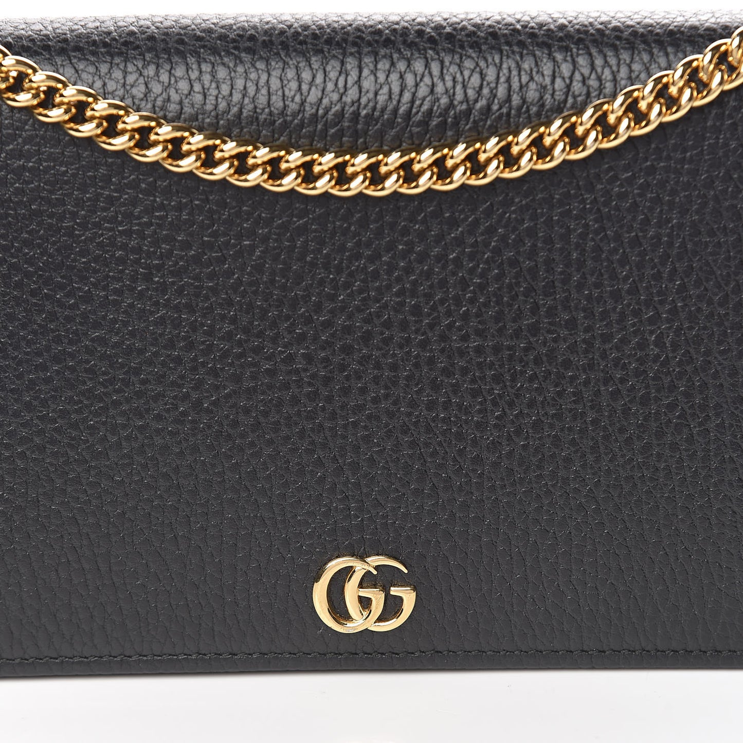 Calfskin Mini GG Marmont Chain Wallet Black