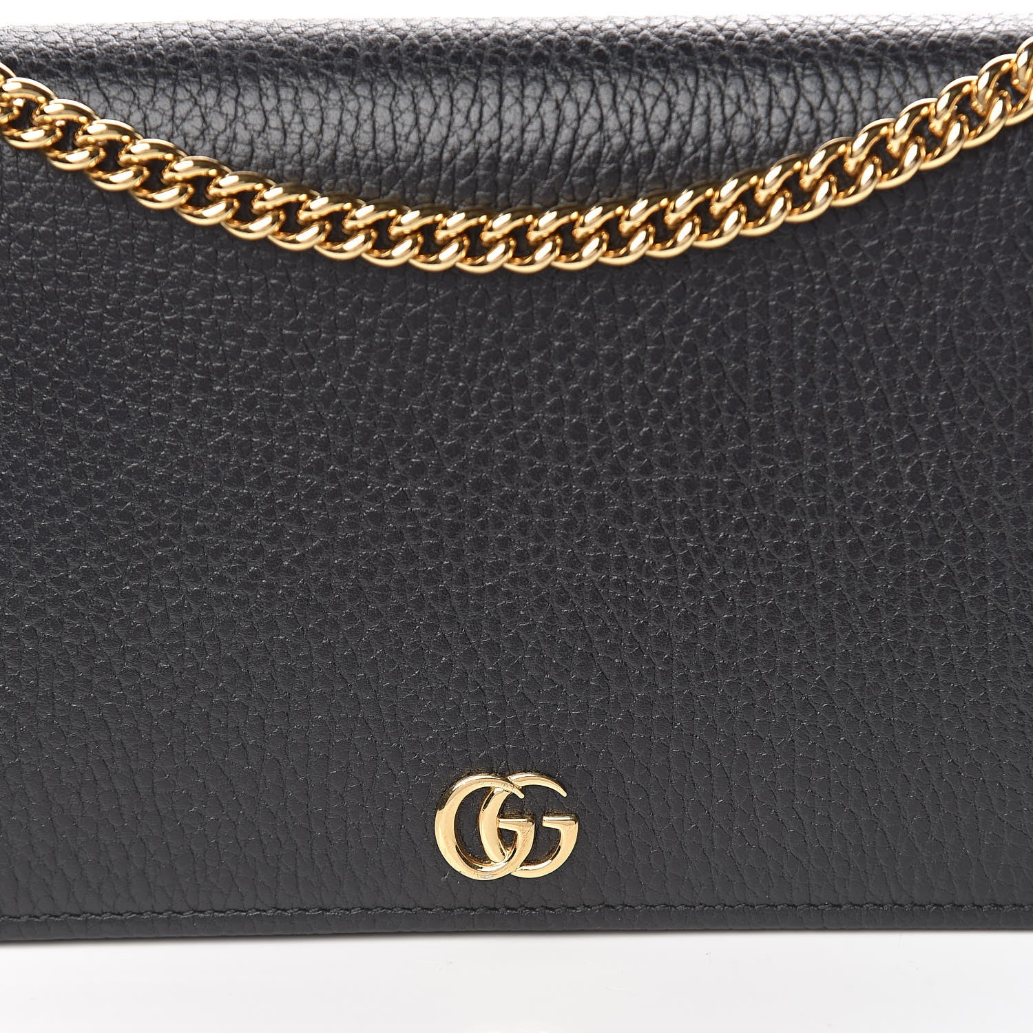 Gucci Calfskin Mini GG Marmont Chain Wallet Black 8 of 13