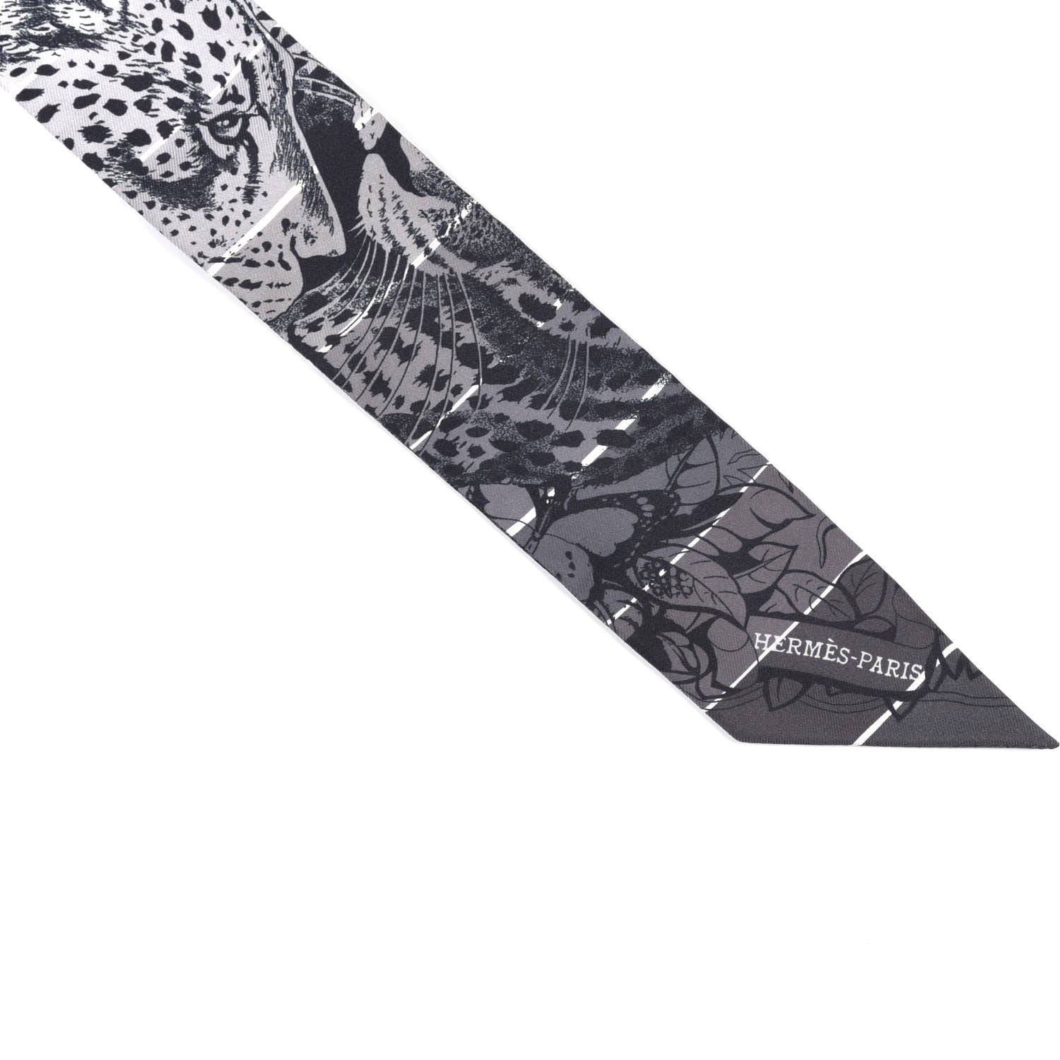 Hermes Silk Jungle Love Rainbow Twilly Gris Black White 4 of 4