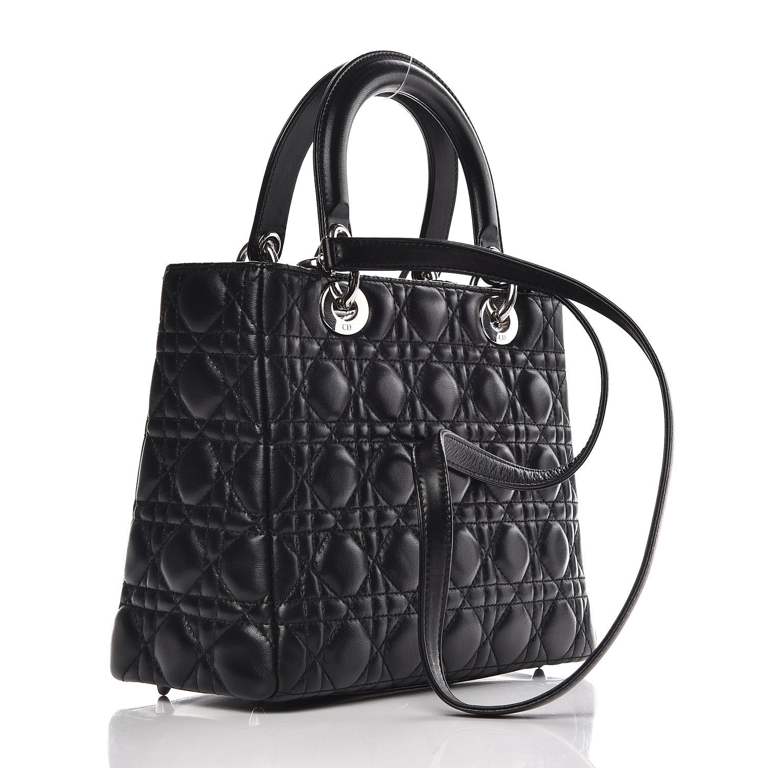 Christian Dior Lambskin Cannage Medium Lady Dior Black 3 of 10
