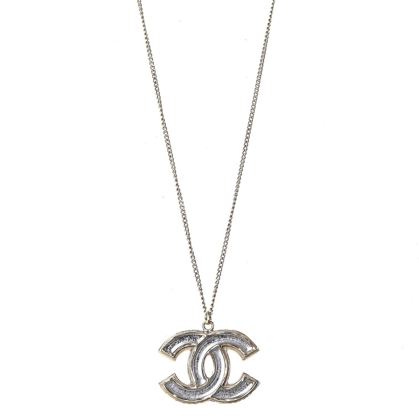 Enamel CC Pendant Necklace Gold Silver