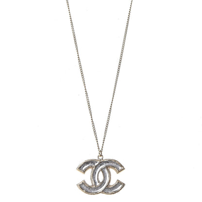 Chanel Enamel CC Pendant Necklace Gold Silver 1 of 8