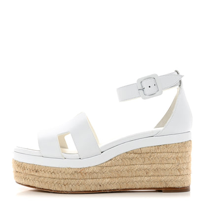 Hermes Goatskin Elda Espadrille Wedge Sandals White 1 of 12