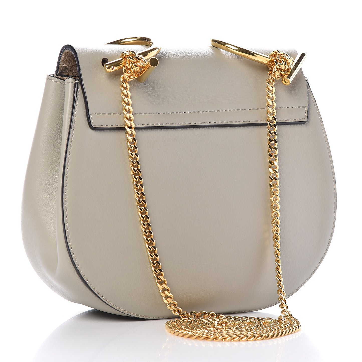 Grained Calfskin Lambskin Mini Bi-Color Drew Shoulder Bag Black Powder Beige