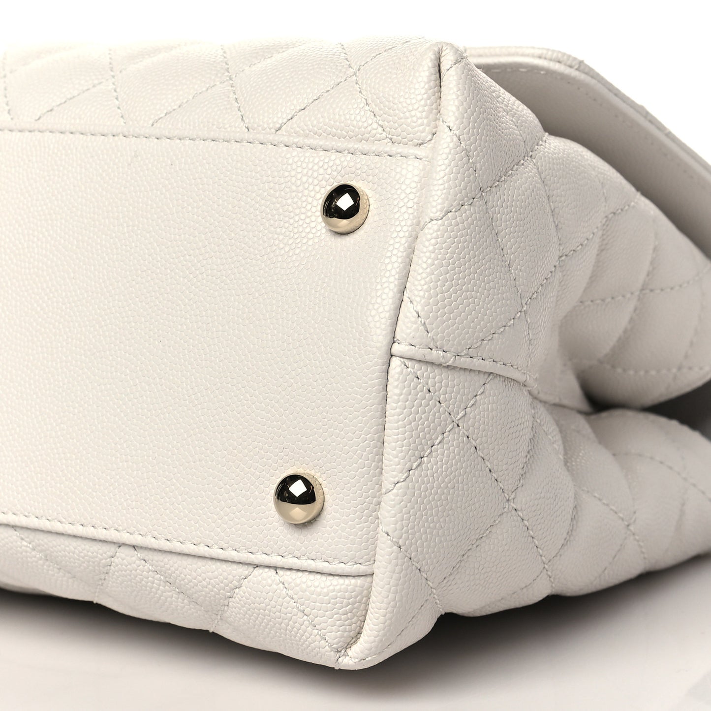 Caviar Quilted Small Coco Handle Flap White
