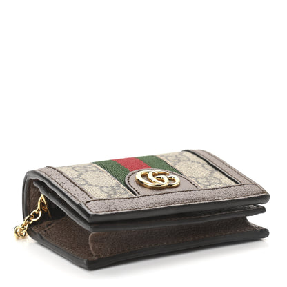 Gucci GG Supreme Monogram Web Ophidia Chain Card Case Wallet Beige New Acero 4 of 11