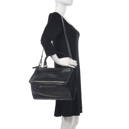 Givenchy Calfskin Crocodile Embossed Medium Pandora Black 2 of 14