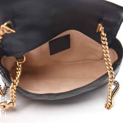 Gucci Calfskin Matelasse Super Mini GG Marmont Shoulder Bag Black 4 of 9