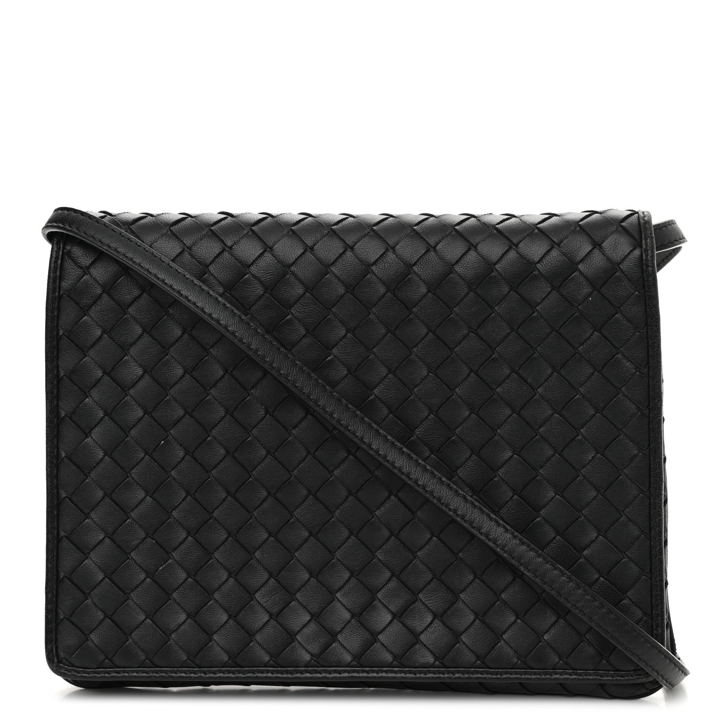Bottega Veneta Nappa Intrecciato Crossbody Messenger Flap Black 1 of 12