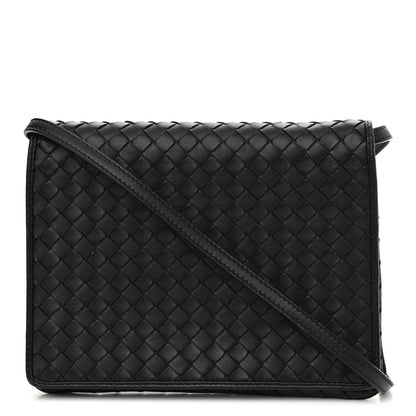 Bottega Veneta Nappa Intrecciato Crossbody Messenger Flap Black 1 of 12