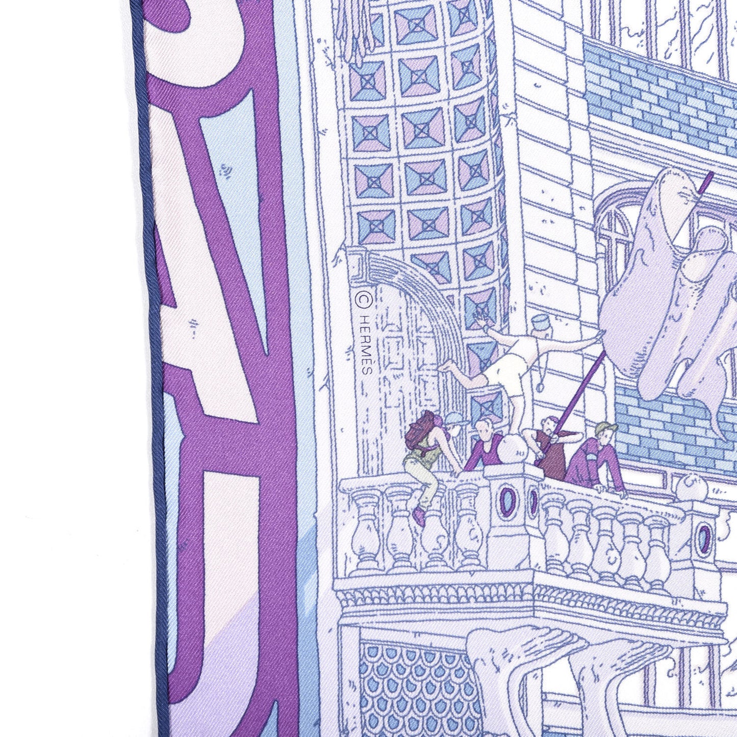 Silk Le Grand Prix Du Faubourg Scarf 90 Mauve Violet Jaune Soufre