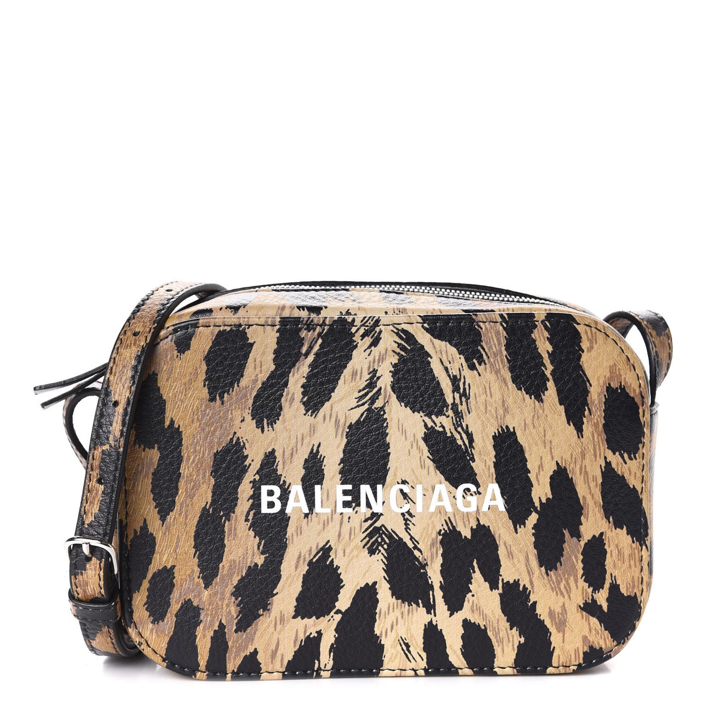 Calfskin Printed Leopard XS Everyday Camera Bag Beige White