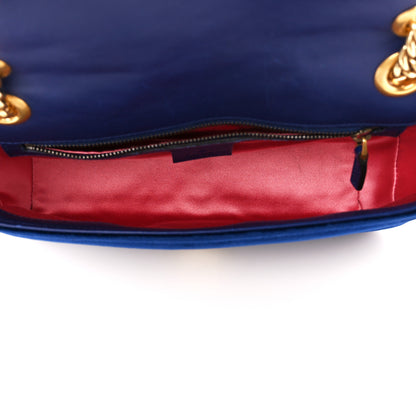 Gucci Velvet Matelasse Medium GG Marmont Shoulder Bag Cobalt Blue 5 of 11
