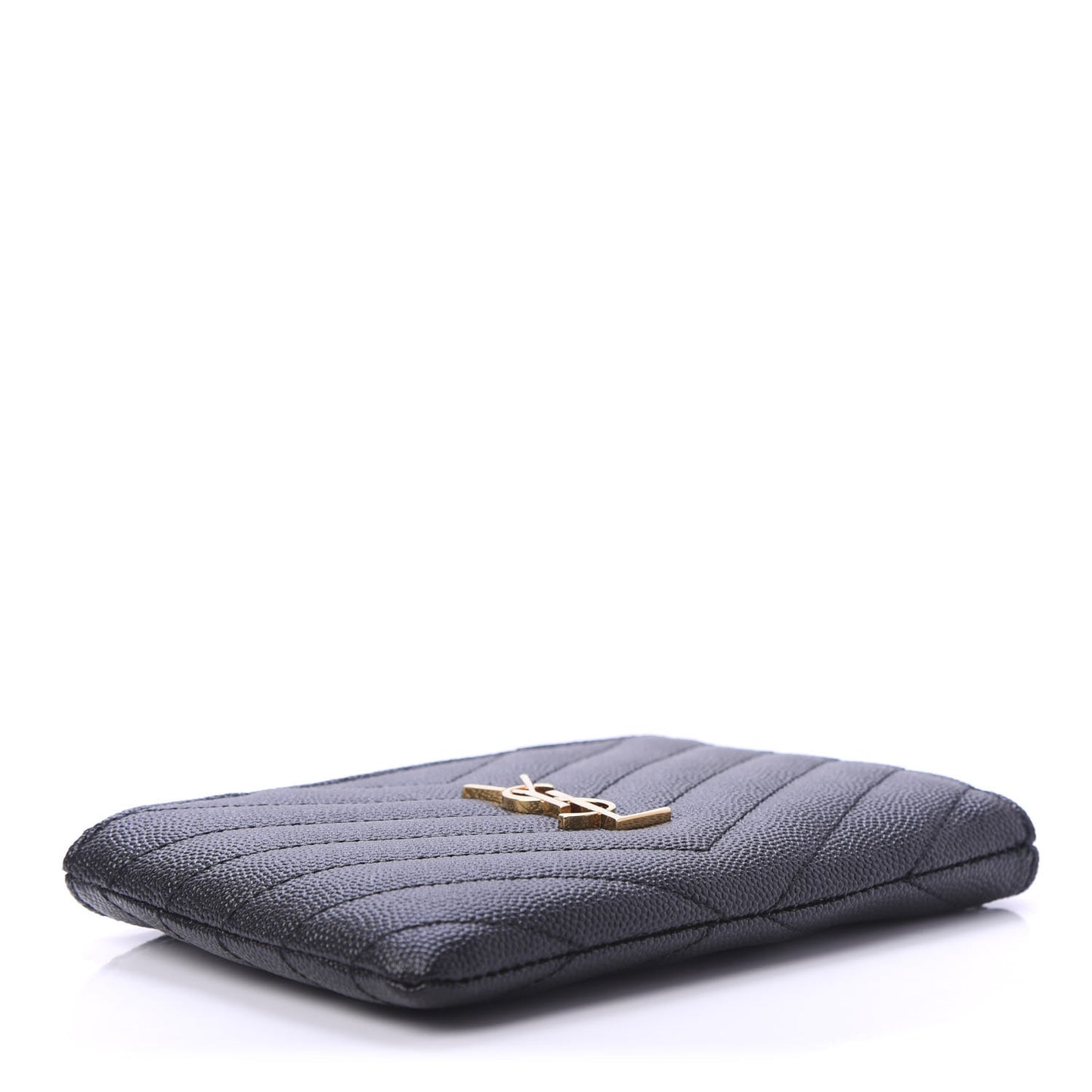 Grain de Poudre Matelasse Monogram Key Pouch Black