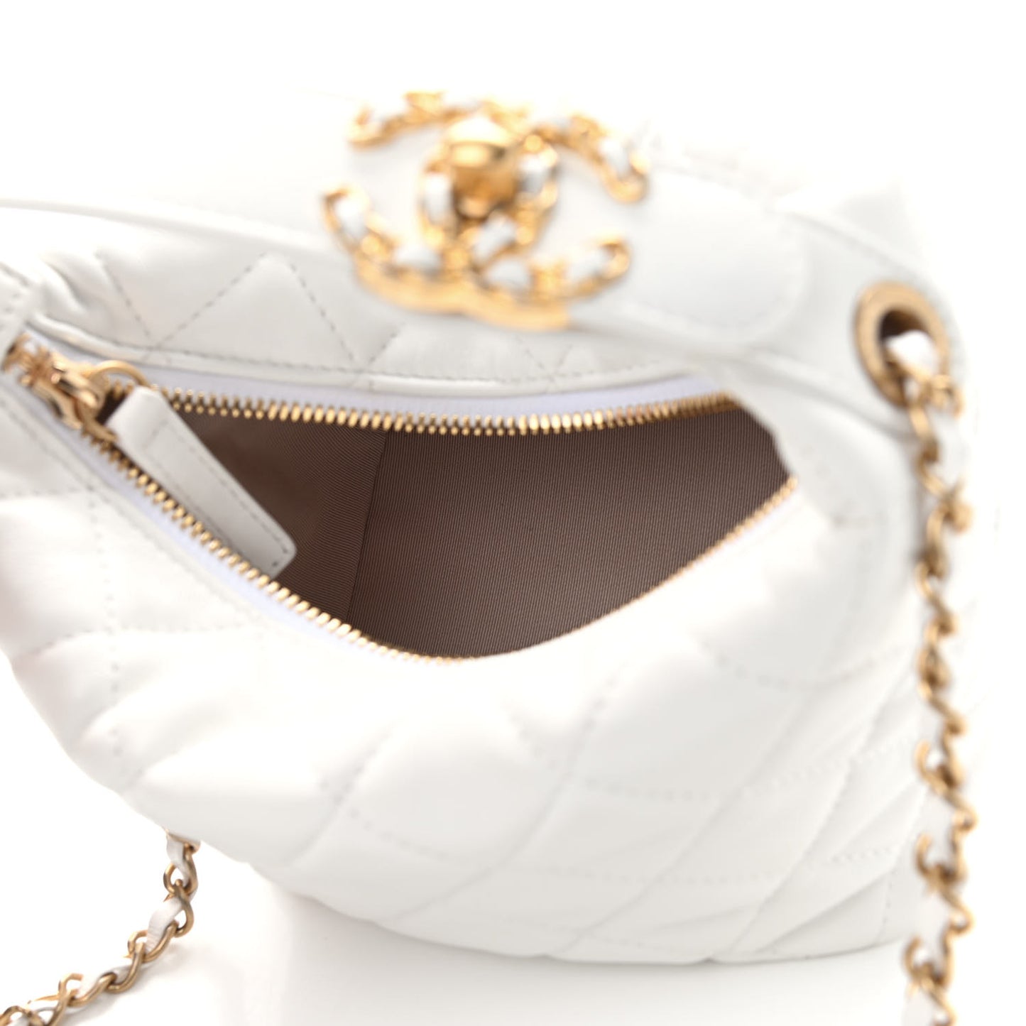 Lambskin Quilted Small Perfect Meeting Hobo White