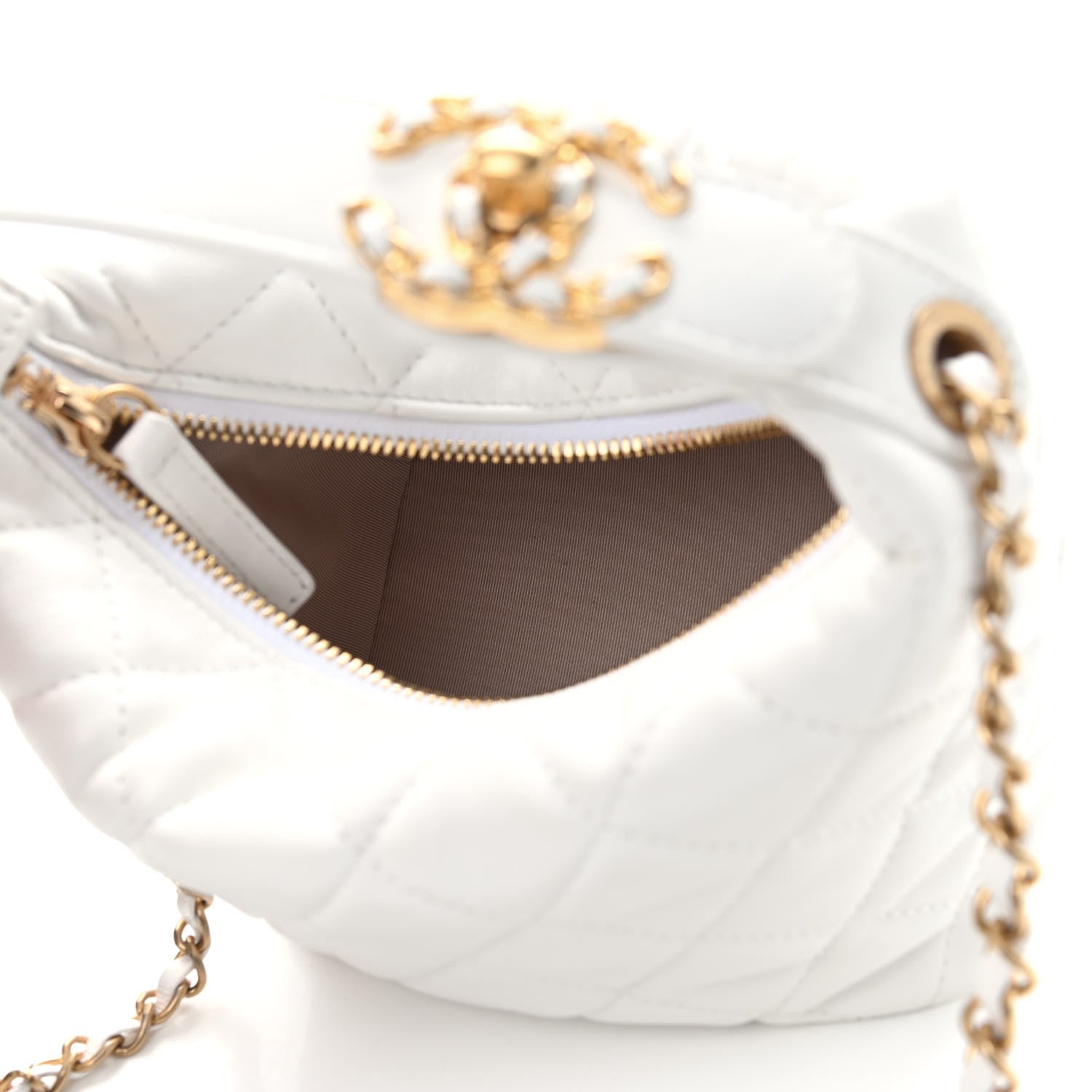 Chanel Lambskin Quilted Small Perfect Meeting Hobo White 5 of 9