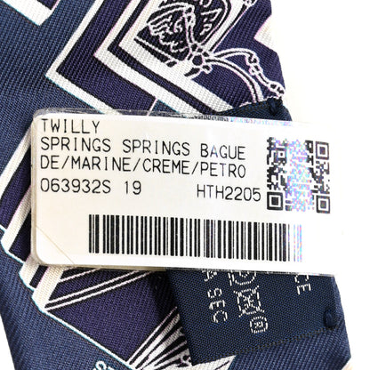 Hermes Silk Springs Springs Twilly Marine Creme Petrole 4 of 4