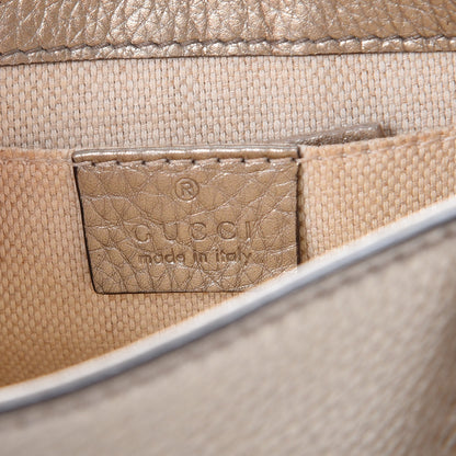 Gucci Metallic Pebbled Calfskin Small Soho Flap Crossbody Golden Beige 6 of 8